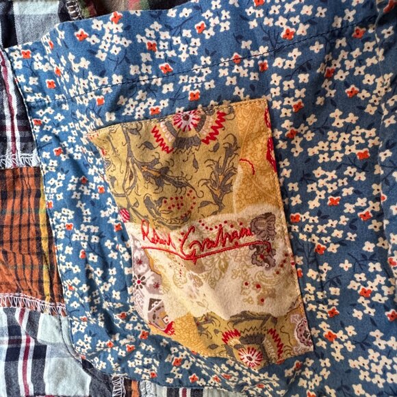 Vintage Robert Graham Madras Patchwork Cotton Front Button Blazer - Unisex Large - Picture 9 of 11